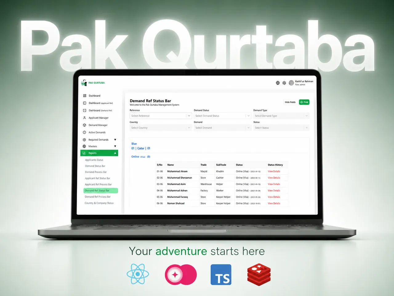 Pak Qurtaba — Visa Agency MIS: Visa/travel agency MIS with multi-role dashboards and automated CV generation.
